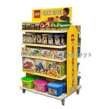 Kids Products Shop Movable 4-Caster Freestanding 5-Layer Metal Wood Vinyl Made Toys Display Shelf